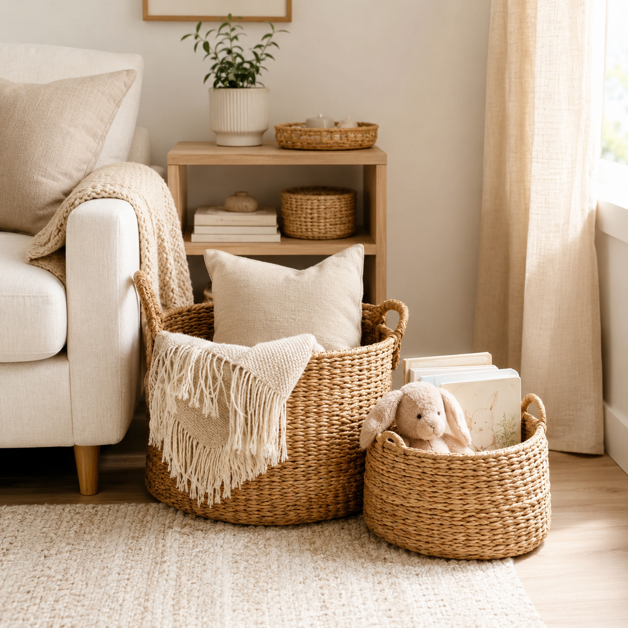 Pretty storage baskets for small space organization