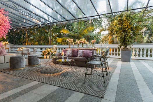 Neutral outdoor rug in a cozy patio space