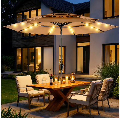 patio umbrella with LED lights