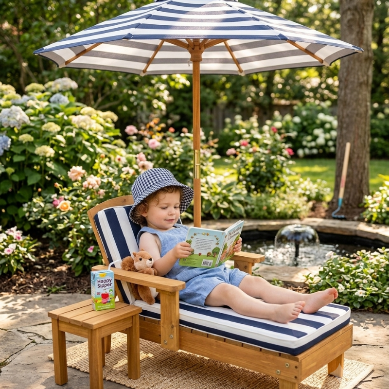 Stylish kids outdoor sectional patio set with umbrella
