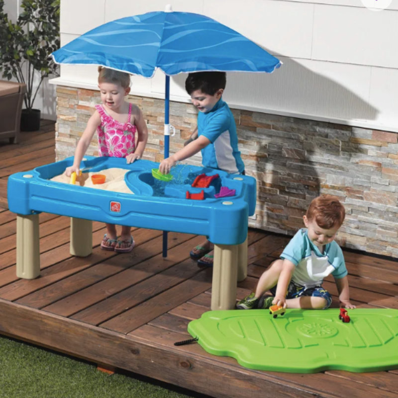 Sand and water table for toddler patio play