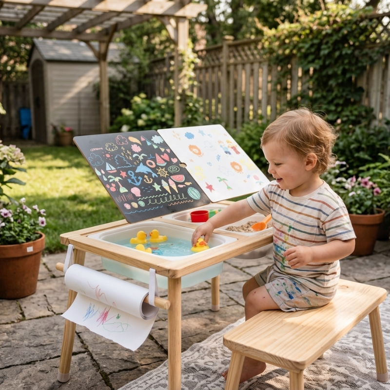 All in one toddler sensory table for sand water and art play