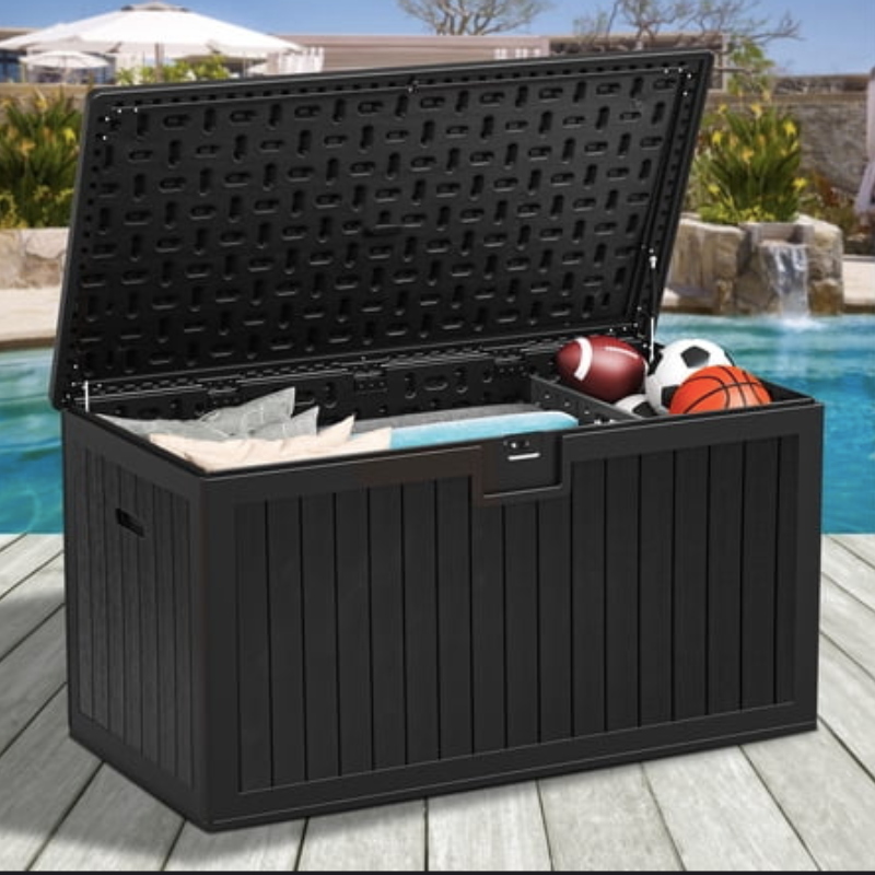 Outdoor deck box for toddler patio toy storage