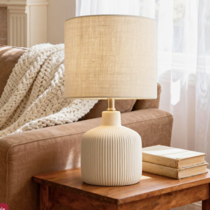 Warm table lamp for a small reading nook