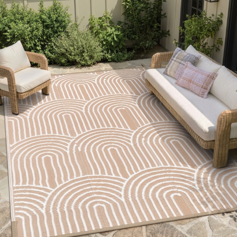 neutral patio rug