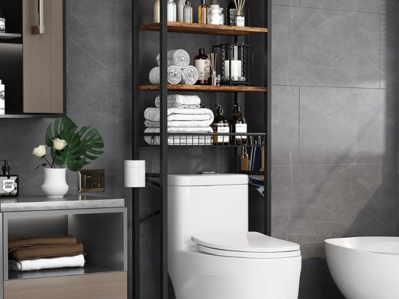 Over the toilet bathroom storage shelf