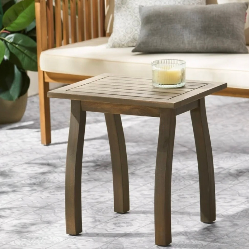 wood look patio table