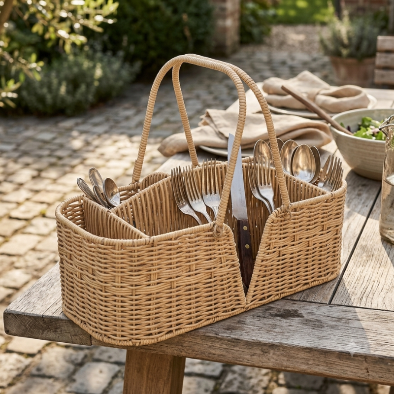 rattan utensil caddy
